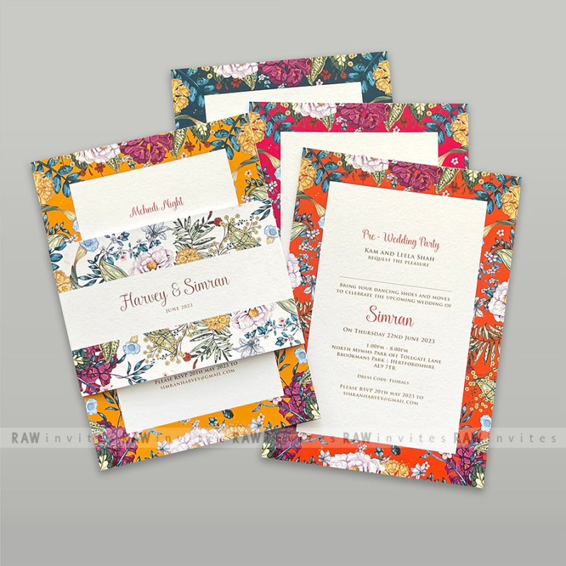 colourful and beautiful bespoke wedding invitation design