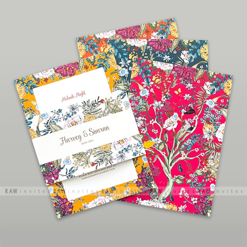 colourful and beautiful bespoke wedding invitation design