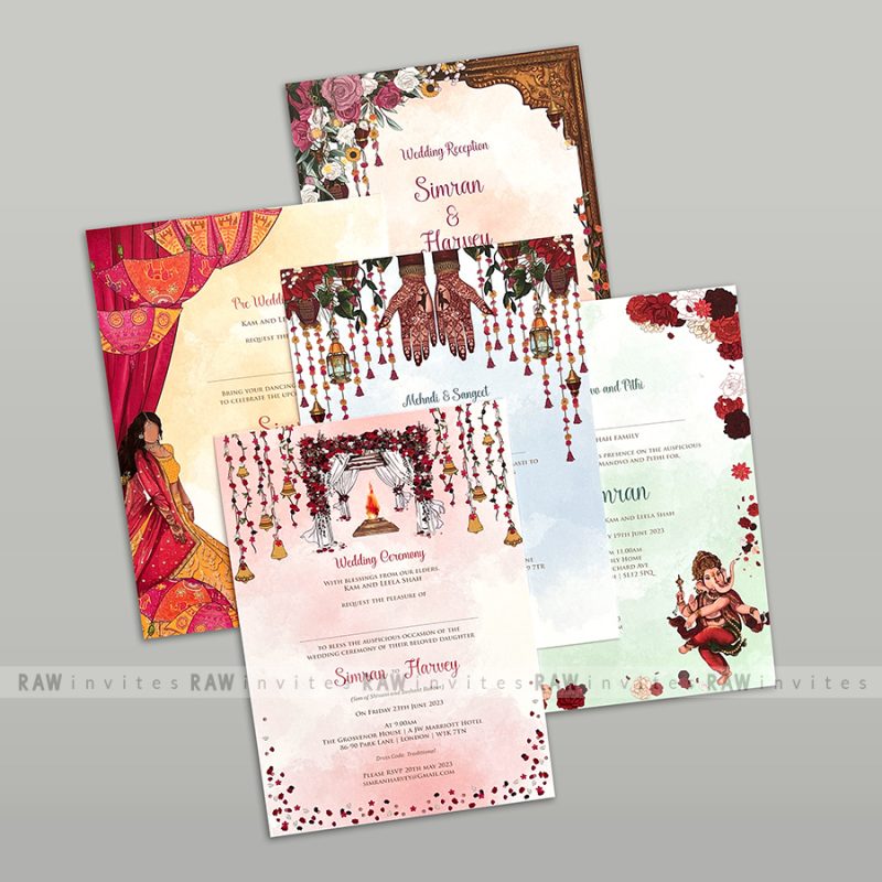 colorful wedding invitation design